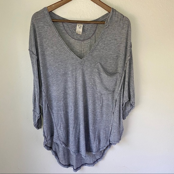 Free People Gray Golden Gate Ribbed T-Shirt Size M - Picture 3 of 12
